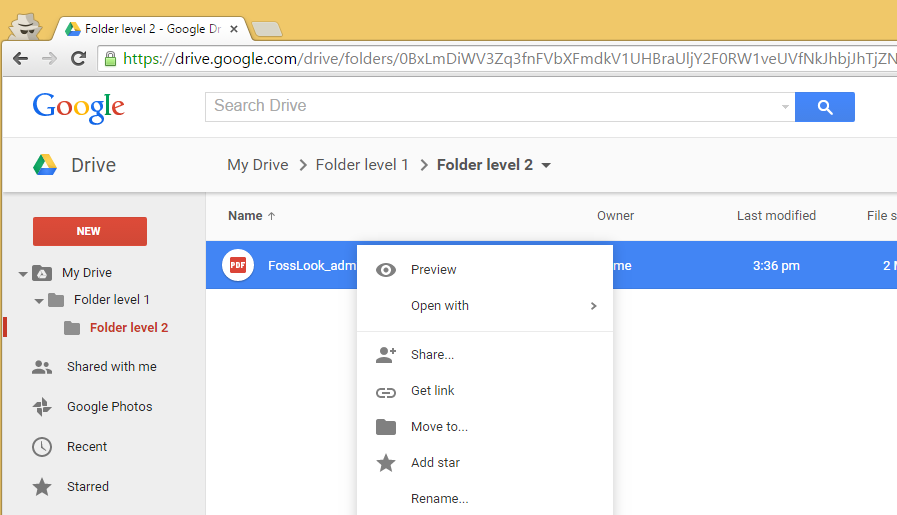 Google Drive documents storage.