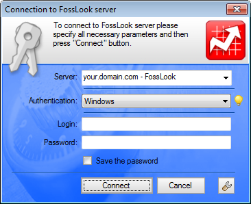 Login Dialogue to FossLook EDMS using the Windows domain login