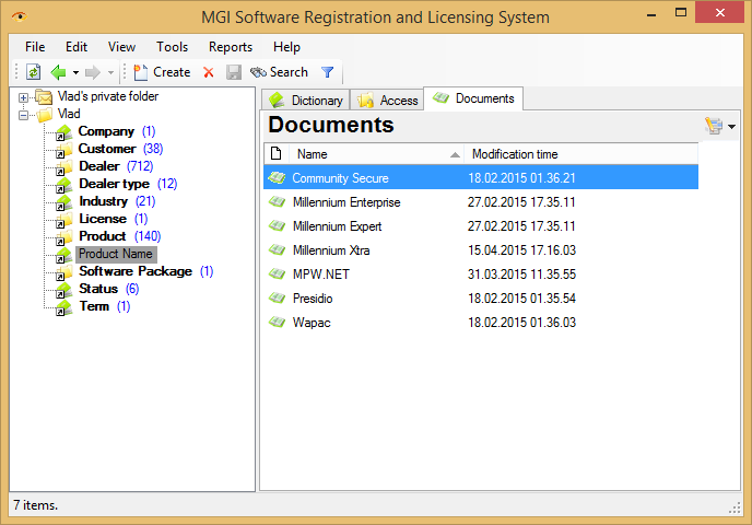 The interface of the MGI Client