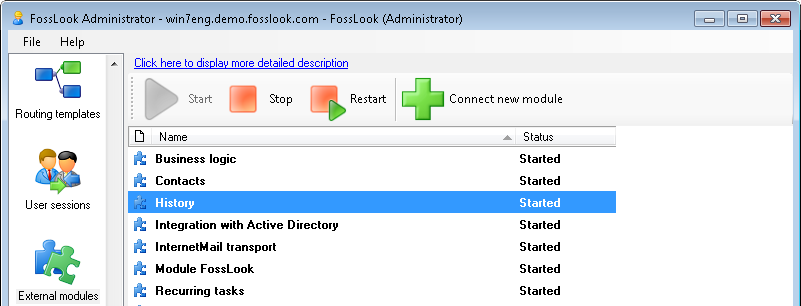 FossLook EDMS platform: Document history module