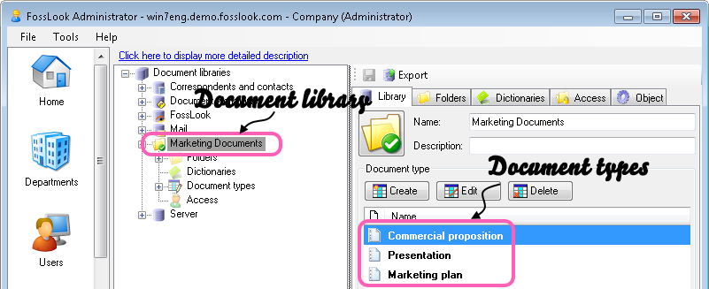 General view of the document libraries and documents