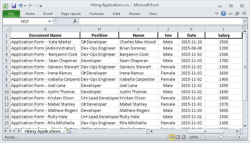 export file list to excel