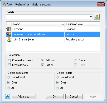 FossLook permissions dialog