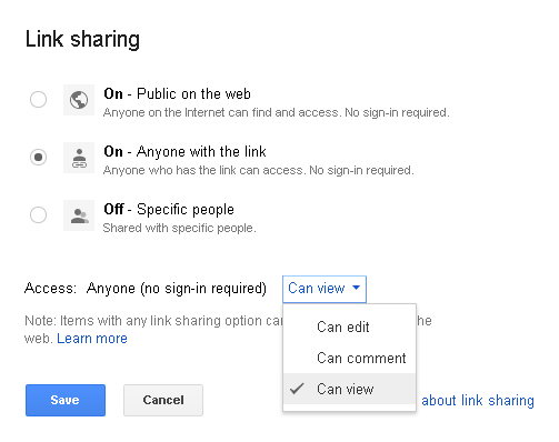 Google Drive permissions