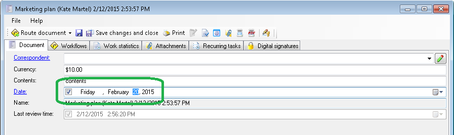 Changing document field's value