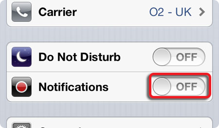 Turning off mobile phone notifications