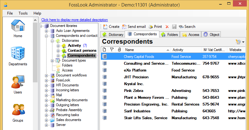 Using FossLook to keep your contacts
