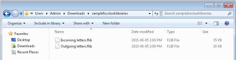 Folder with a library of typical documents