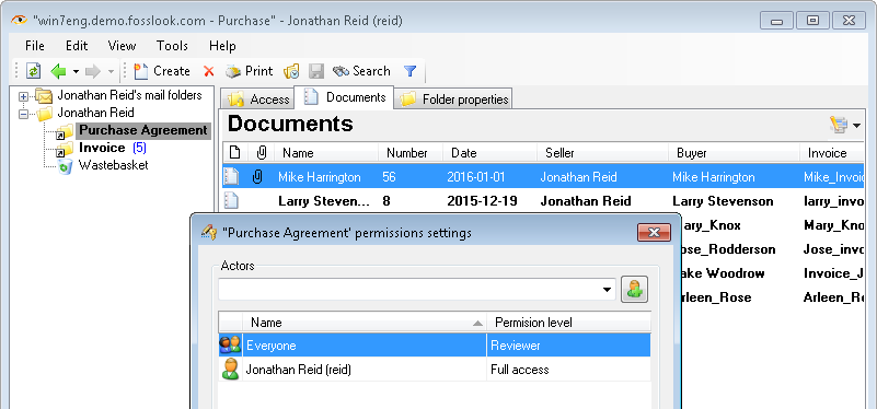Setting up permissions for folders and documents