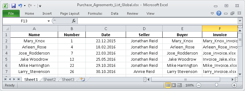 Tracking files in Excel