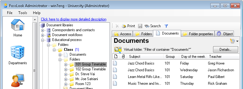 Filtered data in the document folder