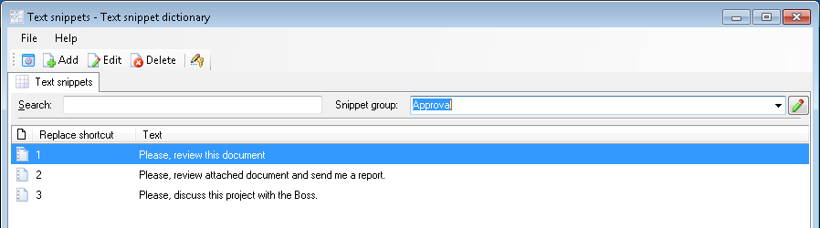 Group of text snippets