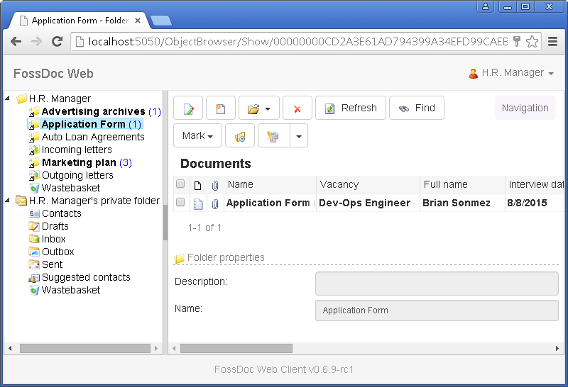 FossLook Web-based Client interface